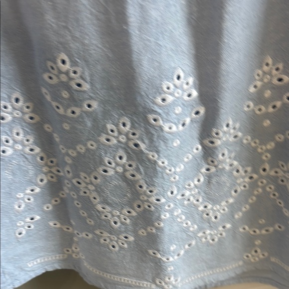 Saks Fifth Avenue Light Blue Midi Dress with Embroidered Sleeves - Picture 6 of 8